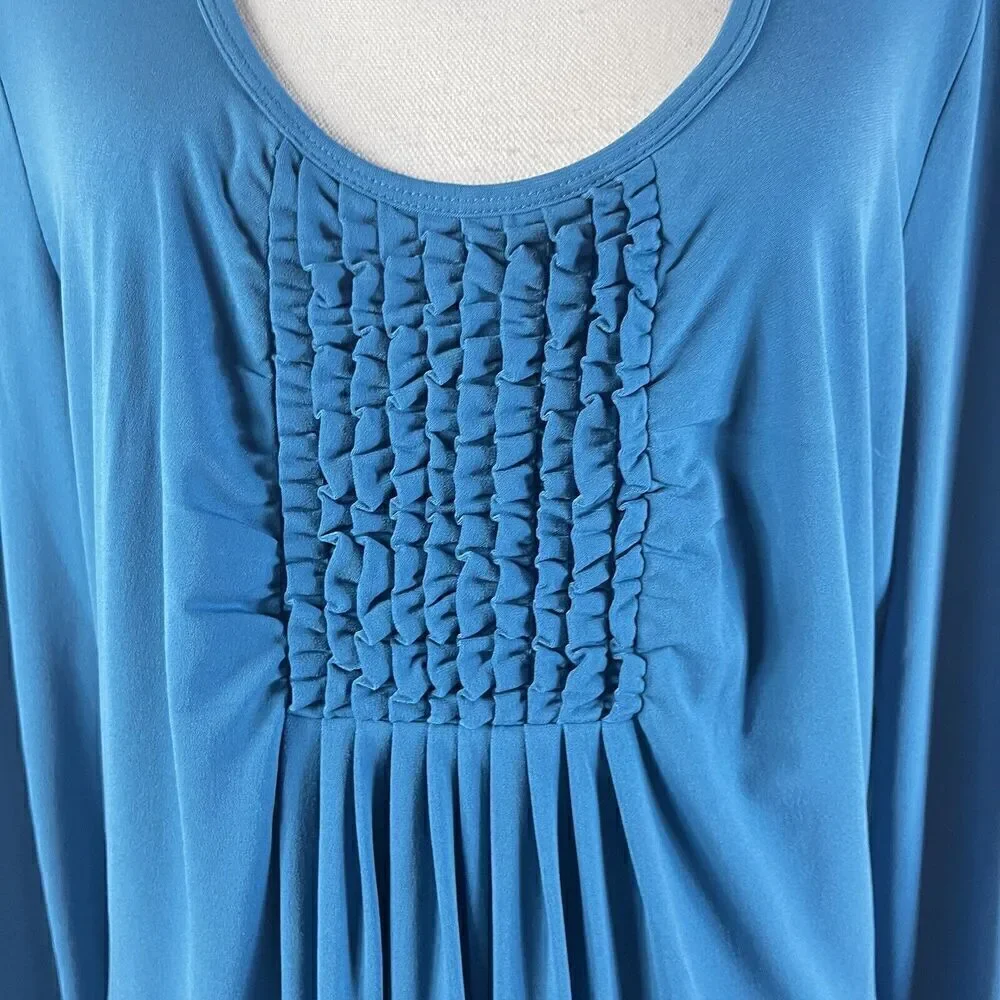 Chadwicks Dress size Extra Large Teal Slinky Stretch Peasant Stretch Modest Boho